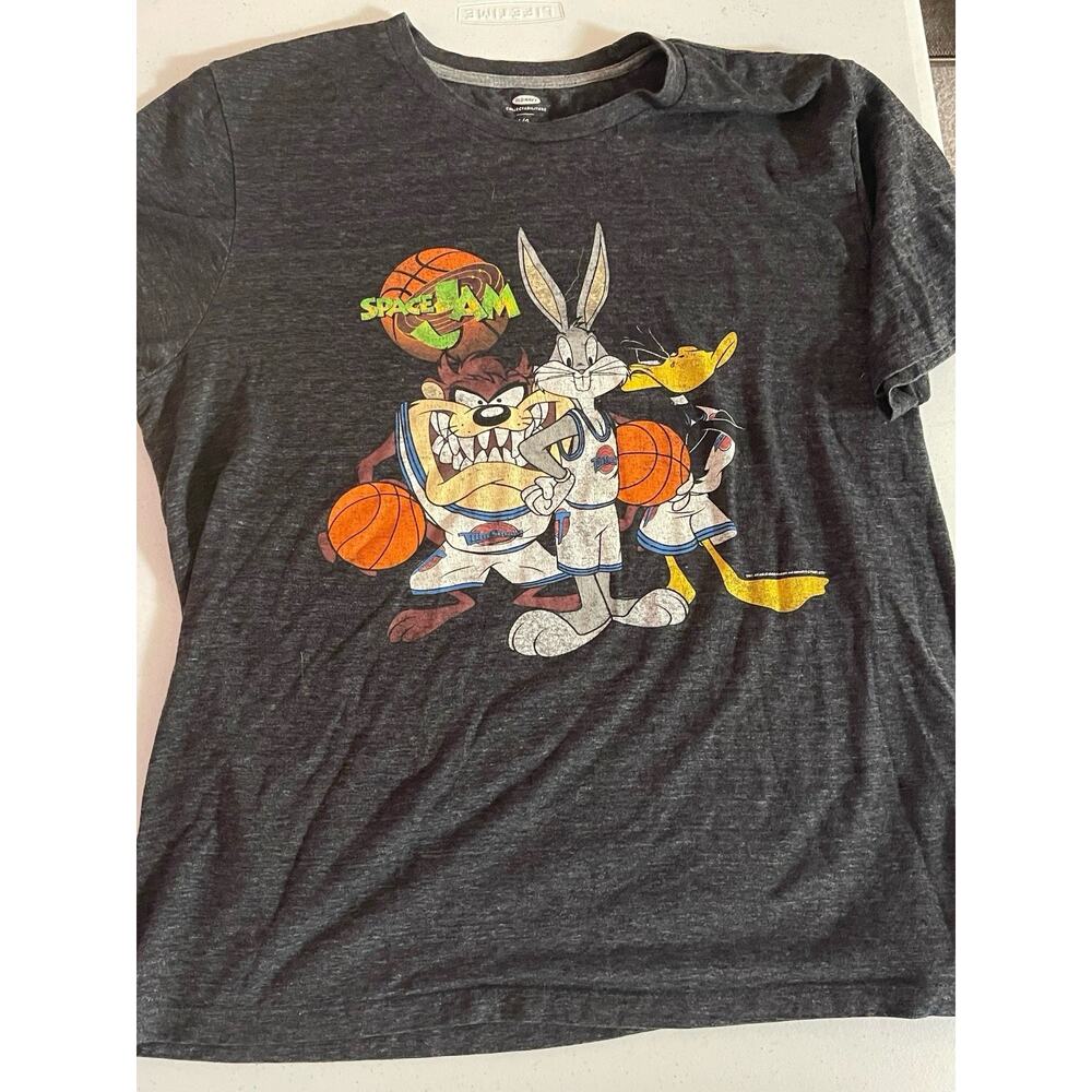 Space Jam Shirt Mens Large Looney Tunes Squad Bugs Bunny Daffy Duck Taz Short So